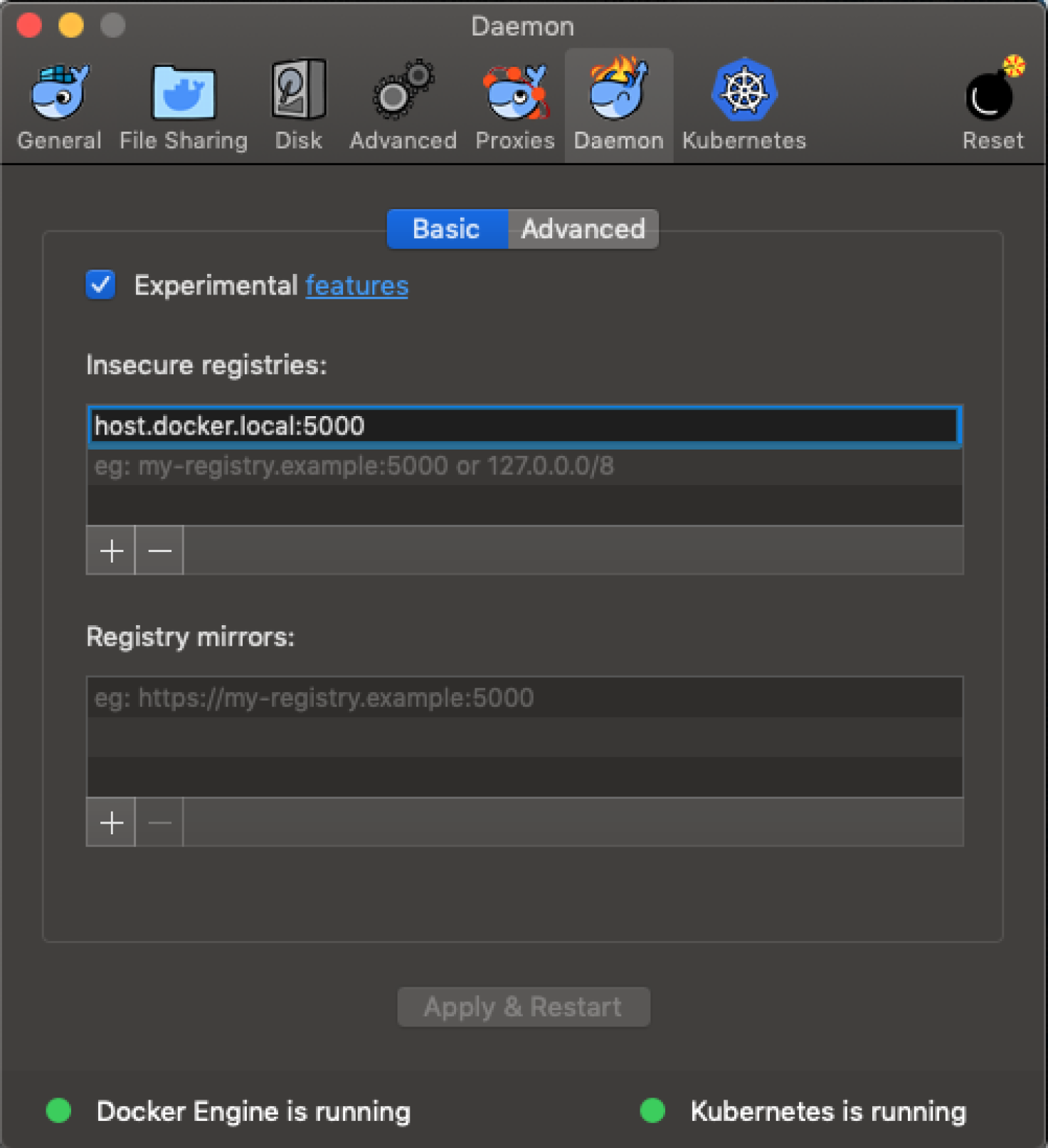 Docker Daemon Settings